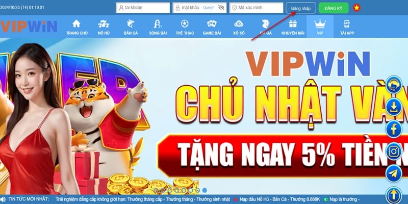 Nhấn đăng nhập tài khoản để chơi nổ hũ IWIN